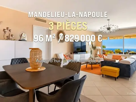 VUE PANORAMIQUE MER, MASSIF DE L'ESTEREL - Appartement 3 Pièces Mandelieu-la-Napoule