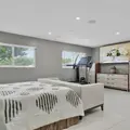 Bedroom with garden-facing windows
